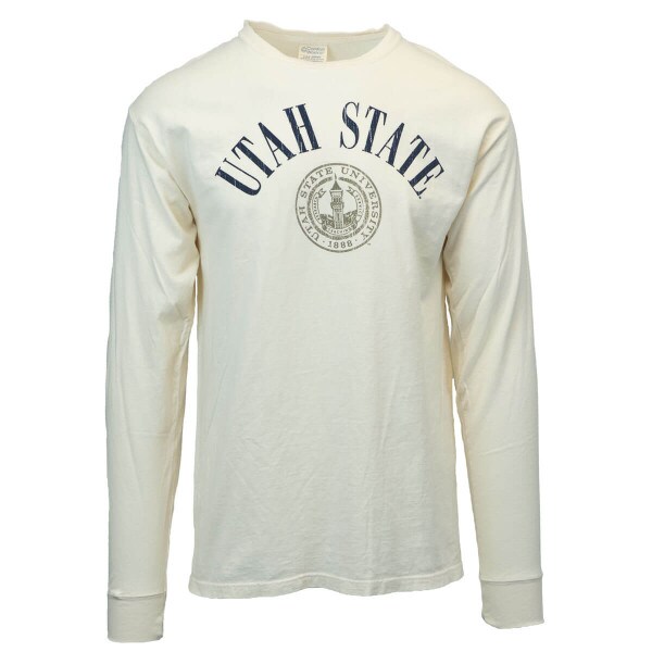 Tan Utah State Presidential Seal Vintage Print Long-Sleeve T-Shirt